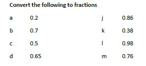 Convert decimals to fractions, decimals into mixed numbers, fractions into mixed numbers.